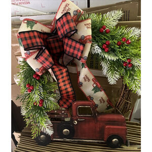 Christmas Wreath Red Truck Farmhouse new